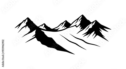 Black mountain range silhouette vector
