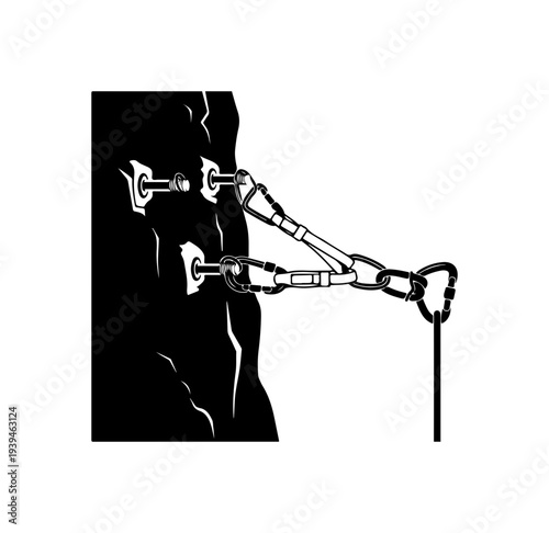Vector illustration of rock climbing equipment