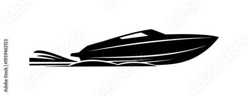 Black speedboat icon vector