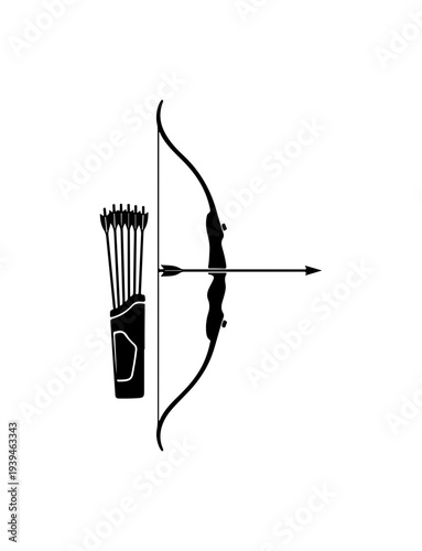 Vector illustration of a bow and arrow with quiver
