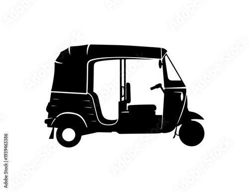 Vector illustration of a black tuk-tuk or auto rickshaw