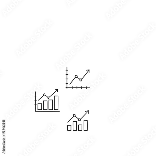 Set of 3 business graph icons vector
