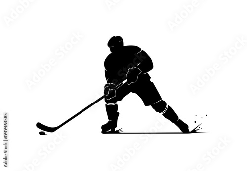 Black silhouette of a hockey player vector