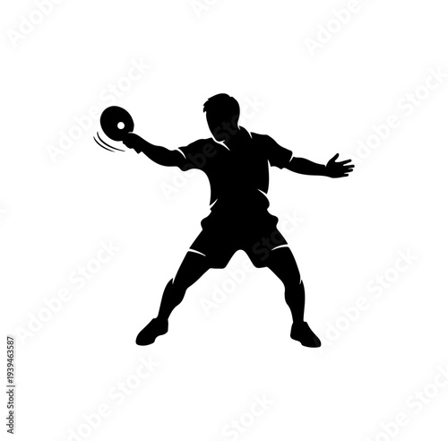 Vector silhouette of man playing frisbee