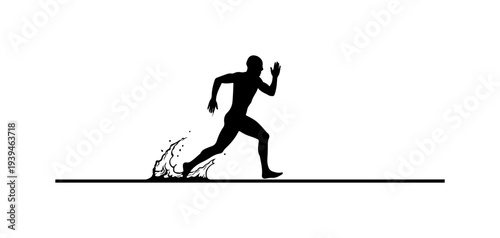 Vector silhouette of a running man icon