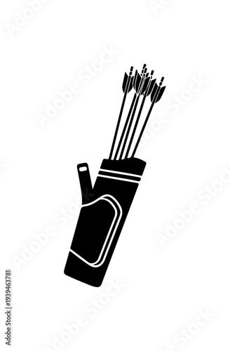 Vector illustration of a black archery quiver with arrows