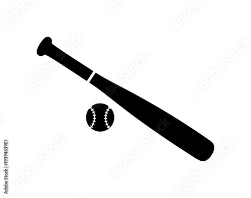 Vector baseball bat and ball icon