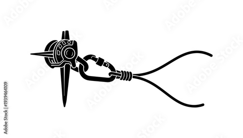 Vector illustration of a mechanical device with cord and spike