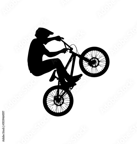 Black silhouette of a man riding a bicycle vector