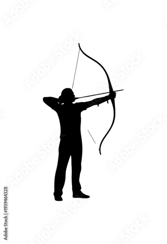 Black silhouette of a man shooting a bow and arrow vector