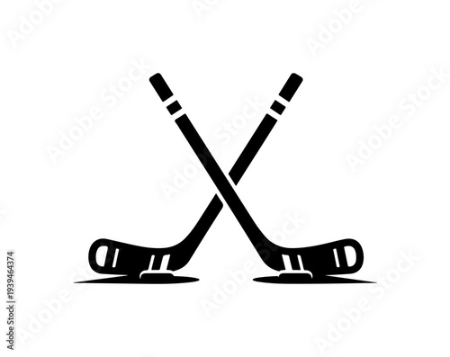 Vector illustration of crossed black hockey sticks