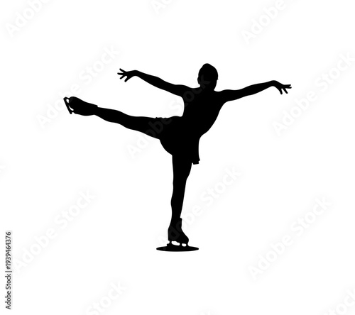 Vector silhouette of figure skater in motion