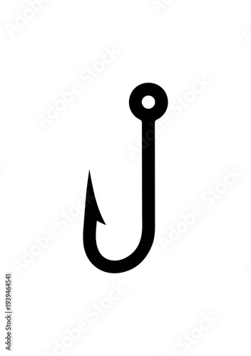 Black fishing hook icon vector