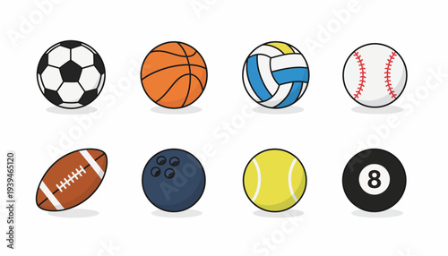 sports ball icon set