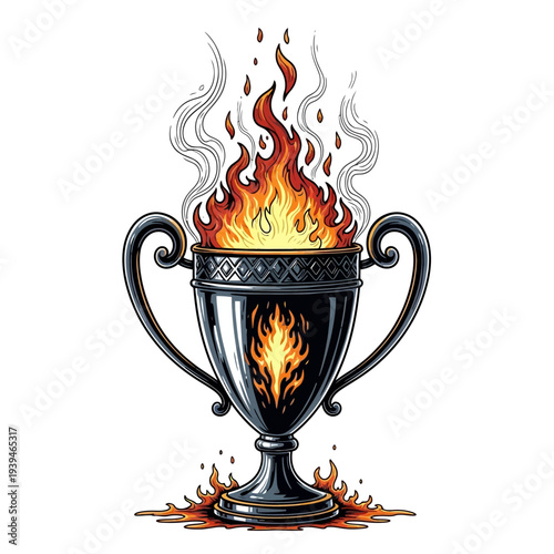 Trophy Erupts with Flames Signifying Triumph and Unyielding Spirit