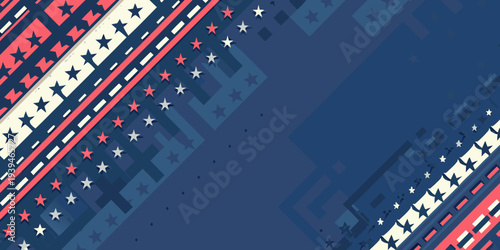 Abstract patriotic background featuring red white and blue star patterns