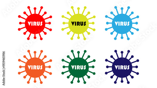 Virus vector icon. Health protection label.