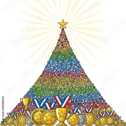 Trophy Pyramid Celebrates Achievement with Star at Top