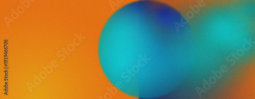 Abstract orange background with blue teal gradient circle blur and grainy texture