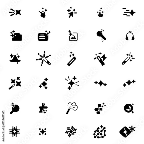 hand drawn Ai assistant and magic sparkle icon collection vector