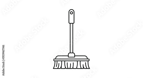 Flat design broom with handle and bristles isolated on white background