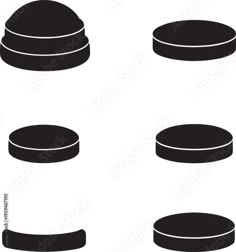 Set Black Geometric Shapes Varying Thicknesses Zen Spiritual Vector Illustration Design
