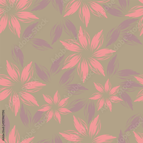 Cute seamless pattern with decorative flowers and leaves can be used for wallpapers, surface textures, textile,linen, kids cloth, pattern fills, page backgrounds and more designs