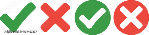 Green checkmark and red cross symbols indicating approval and rejection