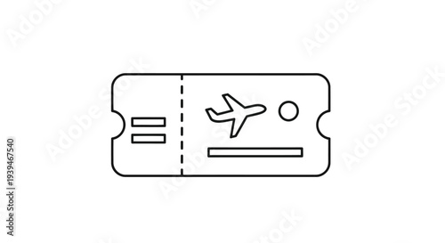 Minimalist airplane ticket icon symbol flat vector isolated on white background