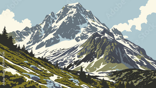 Mountain Landscape with Clear Blue Sky