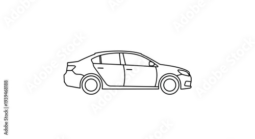 Side view of a minimalist car flat design isolated on white background