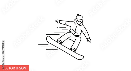 Snowboarder in motion flat illustration isolated on white background