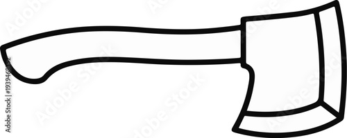 Simple outline drawing of a curved-handle axe head with a sharp blade