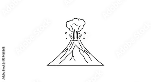 Minimalist volcanic eruption icon symbol flat vector isolated on white background