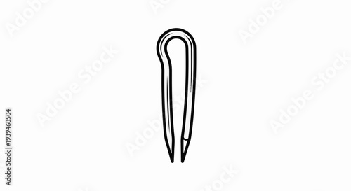 Stylized black and white line art of tweezers on a white background