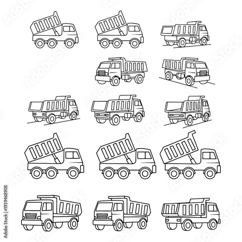 Municipal Waste Management and Heavy Duty Garbage Truck Silhouette Set