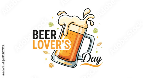 Beer Mug with Frothy Head Illustration.