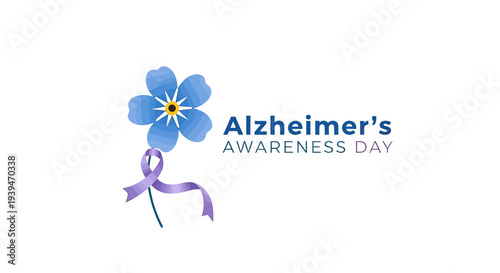 Blue Forget Me Not Flower Alzheimers Awareness Logo.