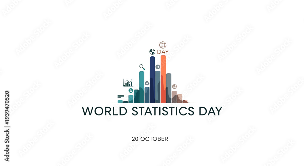 Fototapeta premium Colorful Bar Graph Illustration for Statistics Day.