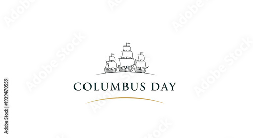 Columbus Day Celebration Logo with Ship.