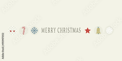 Festive christmas icons and lettering on a cream background