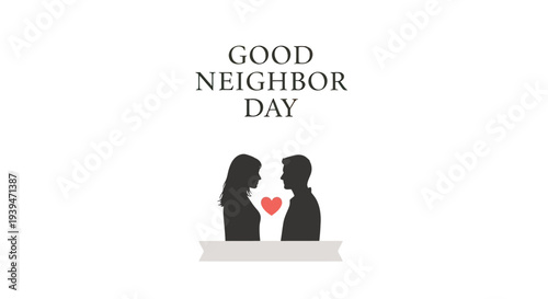 Good Neighbor Day Couple Silhouette Illustration.