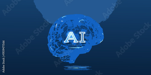 Artificial intelligence concept a brain shape filled with the letters ai