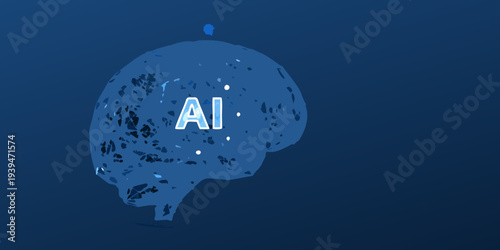 Artificial intelligence concept a brain shape filled with data points