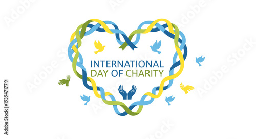 International Day of Charity Heart Logo Design.