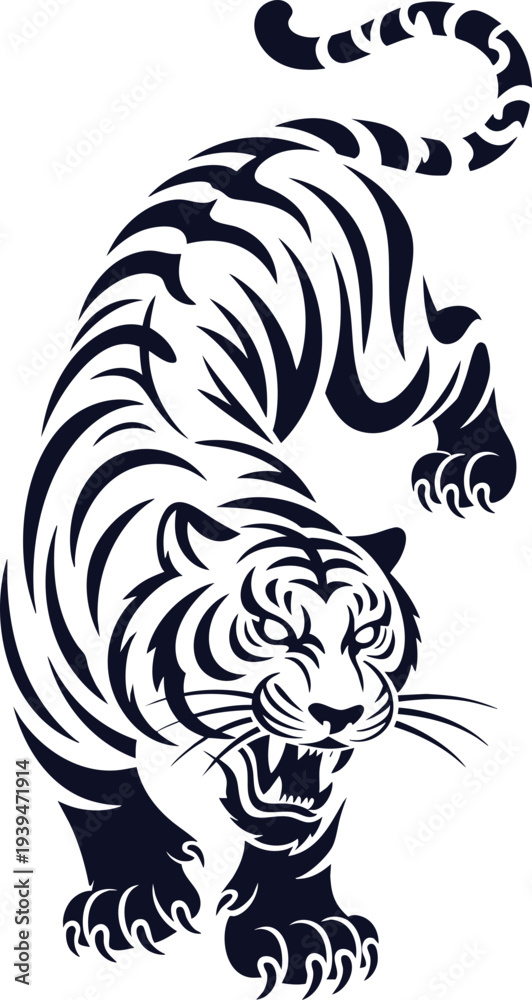 Obraz premium Tribal Tiger Tattoo Vector Illustration