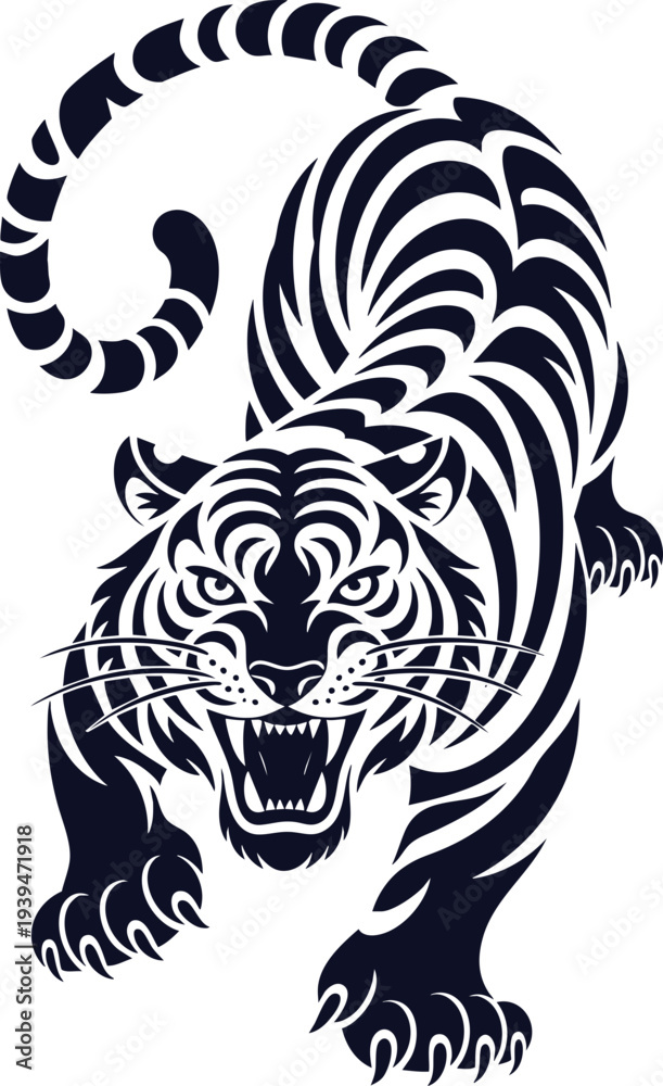 Obraz premium Tribal Tiger Tattoo Vector Illustration