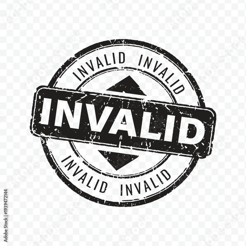 Invalid status rubber stamp icon in black grunge style for rejected or expired status vector