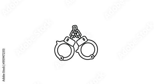 Minimalist handcuffs icon symbol flat vector design isolated on white background