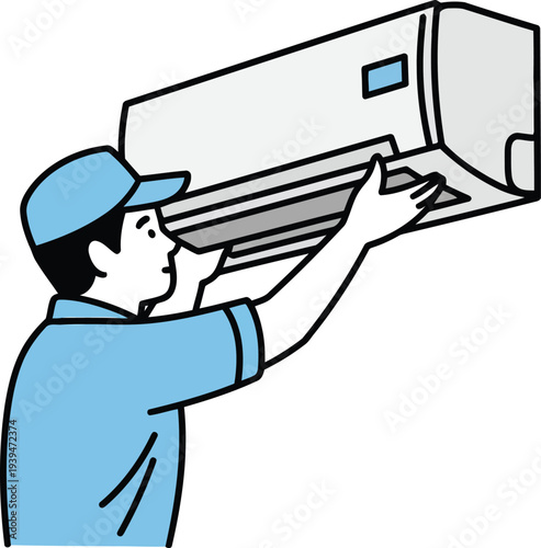 Air conditioner repair technician illustration